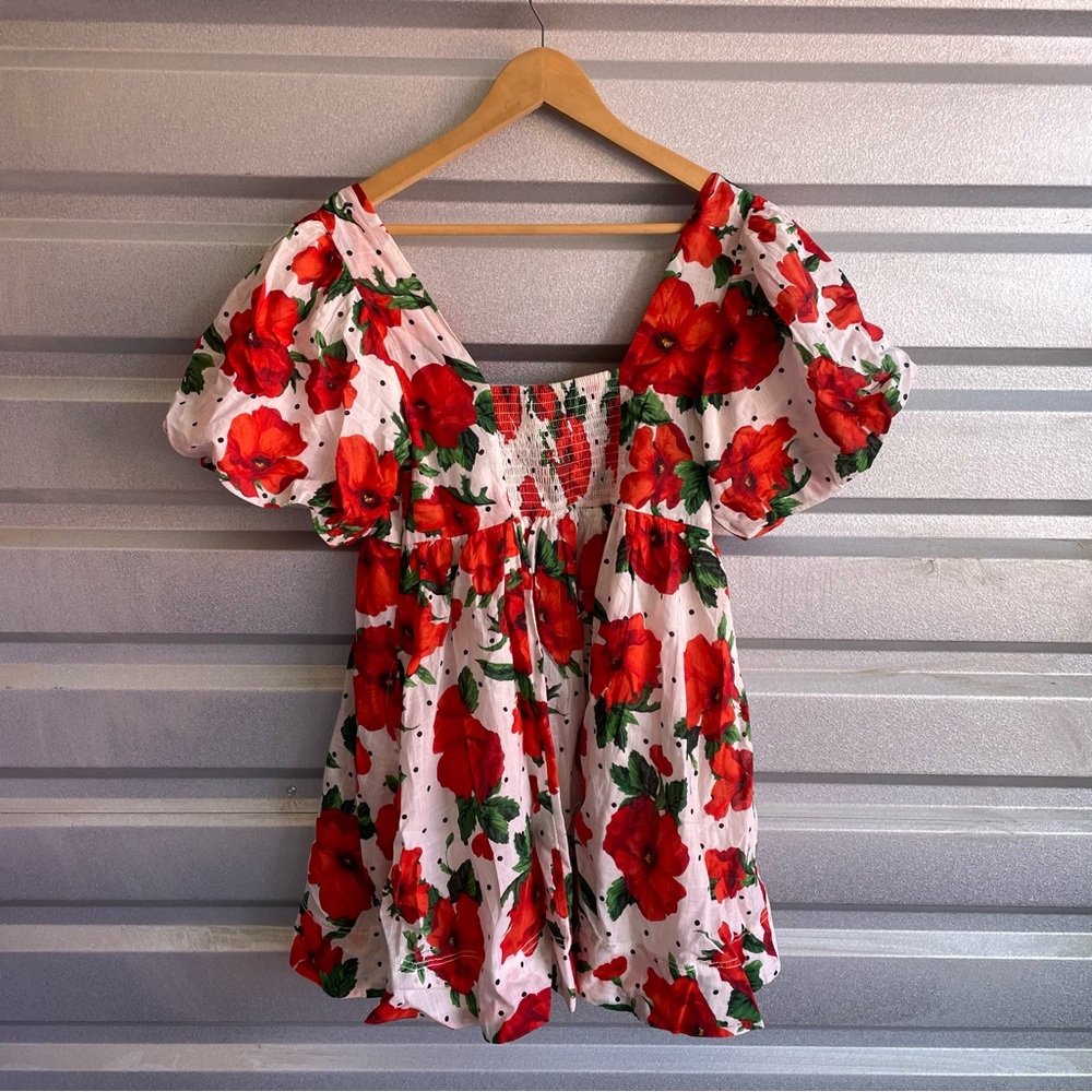 Anthropologie maeve floral print babydoll mini dress - Picture 4 of 6